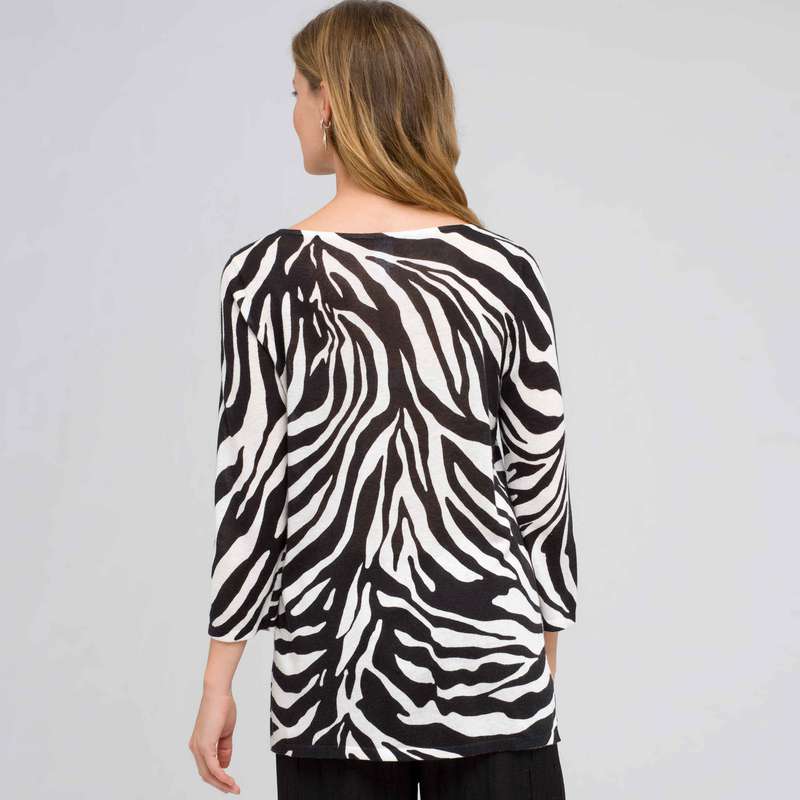 Animal Print Tunic, Black & Sugar, large image number 1
