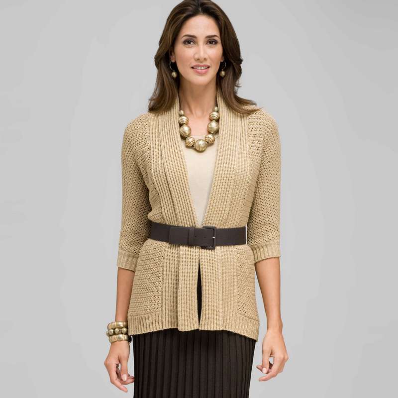 Novelty Stitch Belted Cardigan, Chino, large image number 0
